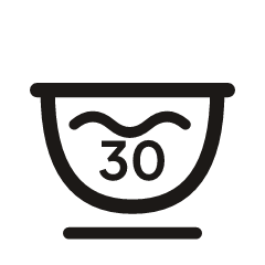 Wash at or below 30°C, permanent press cycle (one bar, medium agitation)